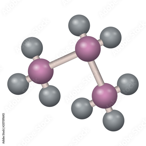 The formula c3h8. 3D model. Vector illustration. Hydrocarbon molecule photo
