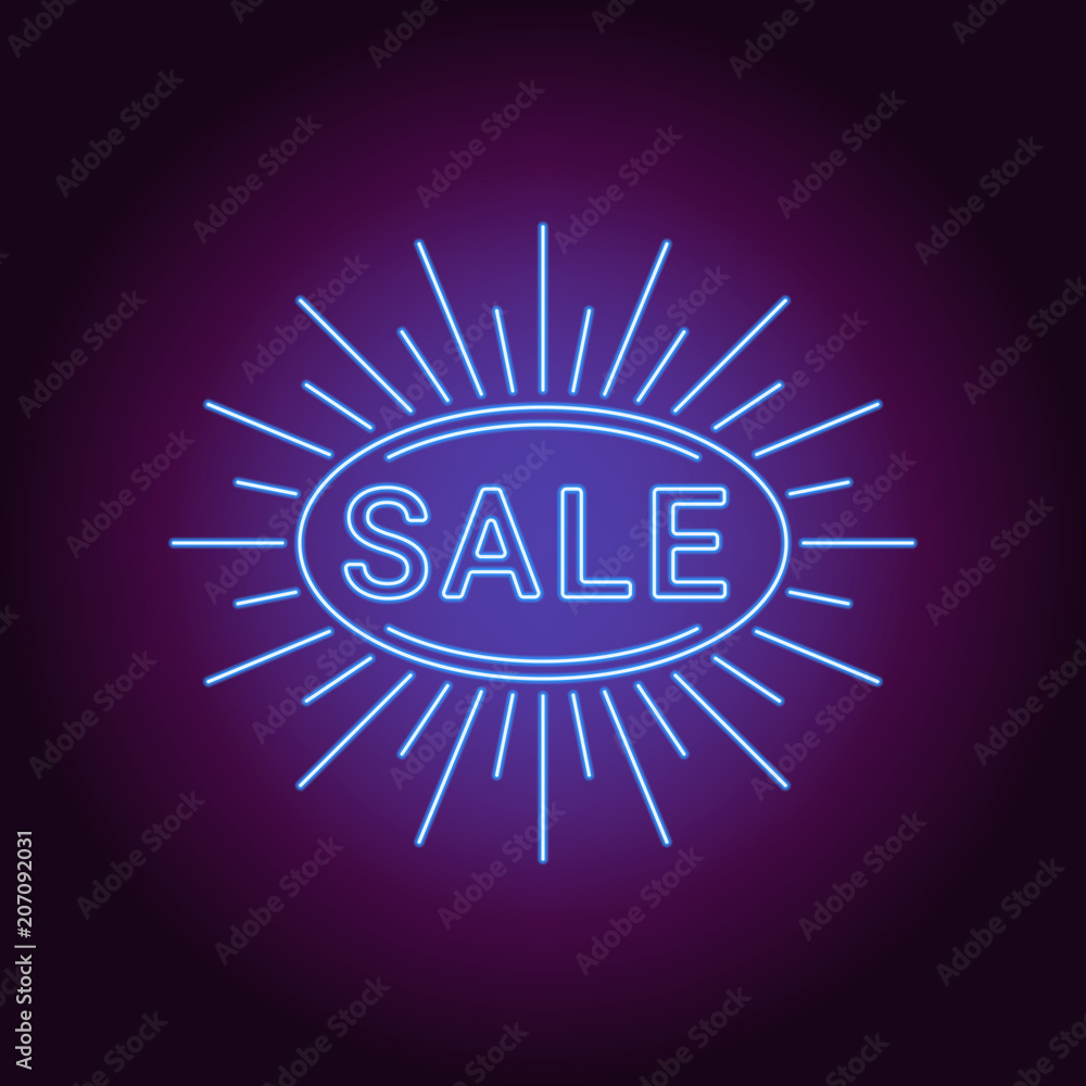 Neon banner of blue Sale badge Neon banner of blue Sale badge