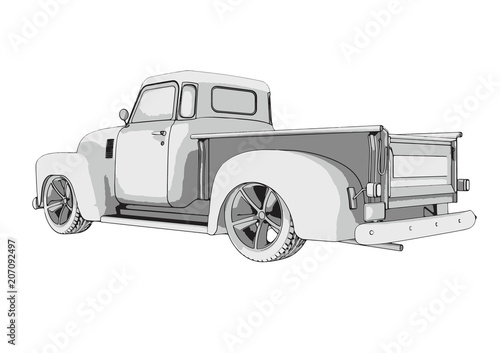 sketch pickup car vector