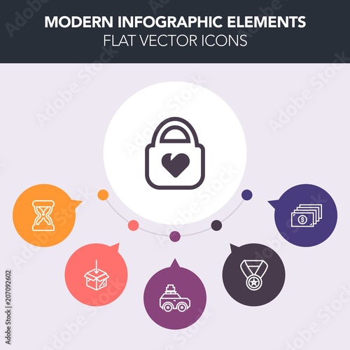 Modern, simple, colorful vector infographic background with cash, box, clock, modern, success, coin, sand, minute, upload, car, winner, background, bank, win, currency, achievement, web, package icons