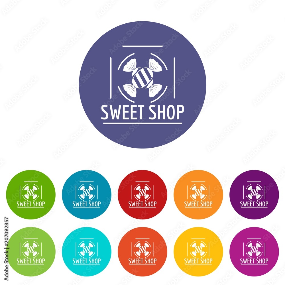 Sweet shop icons color set vector for any web design on white background