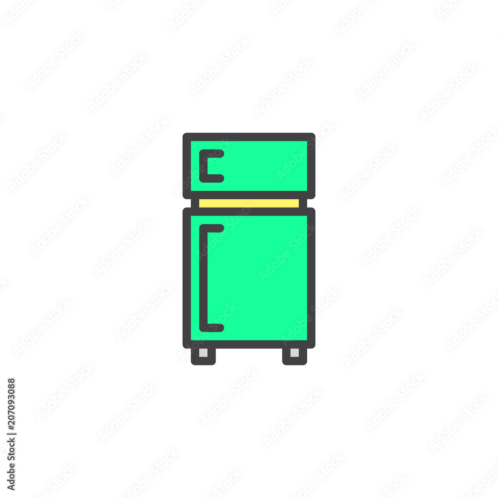Fridge filled outline icon, line vector sign, linear colorful pictogram isolated on white. Refrigerator symbol, logo illustration. Pixel perfect vector graphics Fridge filled outline icon, line vector sign, linear colorful pictogram isolated on white. Refrigerator symbol, logo illustration. Pixel perfect vector graphics