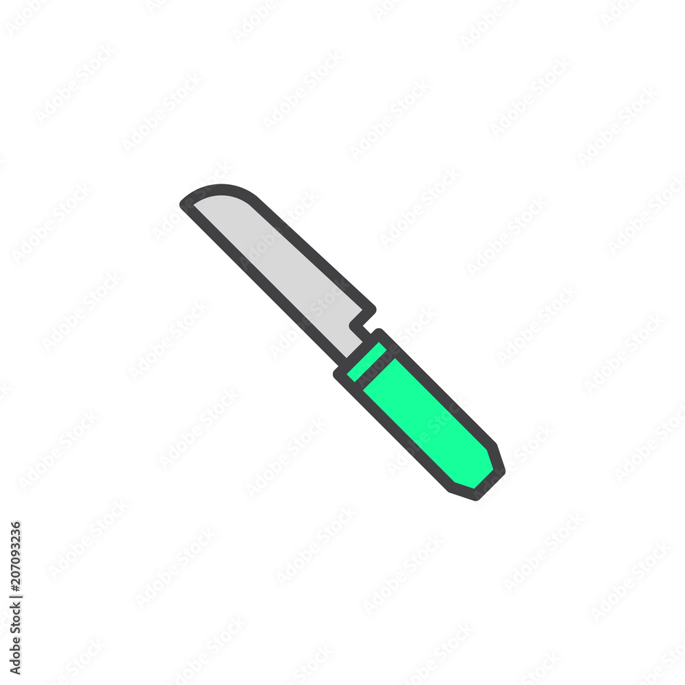Kitchen knife filled outline icon, line vector sign, linear colorful pictogram isolated on white. Butter knife symbol, logo illustration. Pixel perfect vector graphics Kitchen knife filled outline icon, line vector sign, linear colorful pictogram isolated on white. Butter knife symbol, logo illustration. Pixel perfect vector graphics
