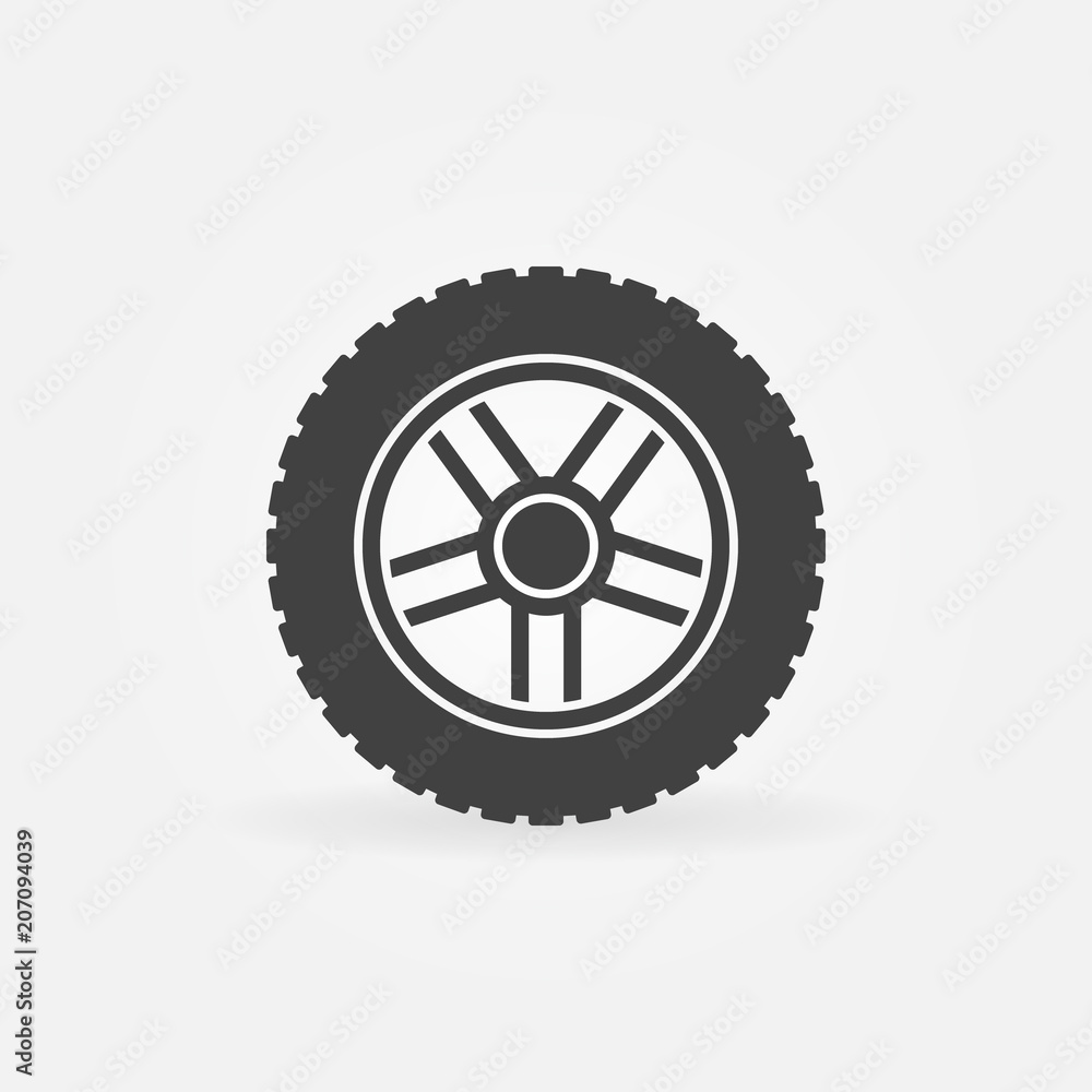 Car wheel with tire vector icon or logo element Car wheel with tire vector icon or logo element