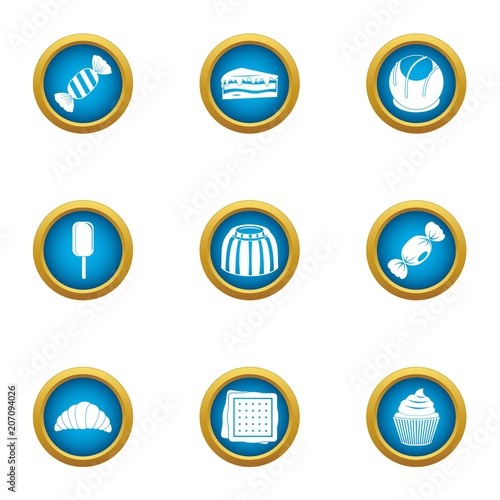 Free Download Sweet dish icons set. Flat set of 9 sweet dish vector icons for web isolated on white background - GFXLoad