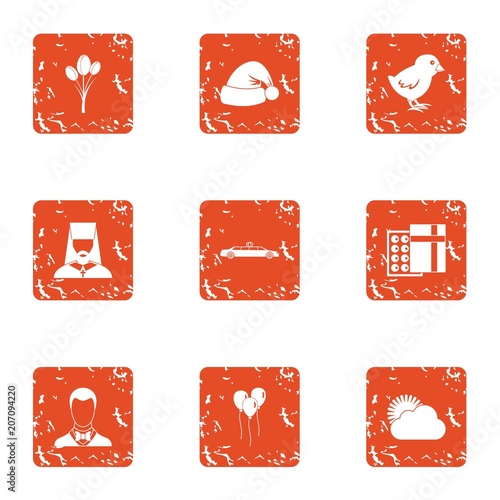 Sacrament icons set. Grunge set of 9 sacrament vector icons for web isolated on white background