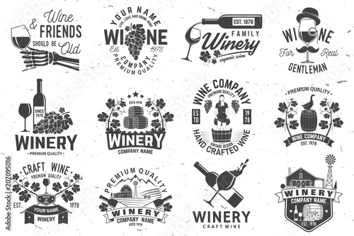 Set of winer company badge, sign or label. Vector illustration.