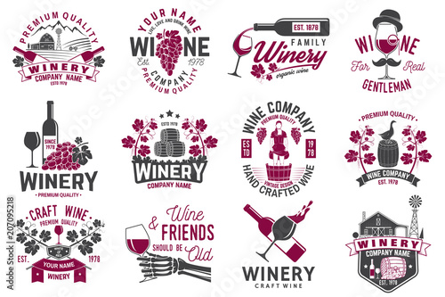 Set of winer company badge, sign or label. Vector illustration.