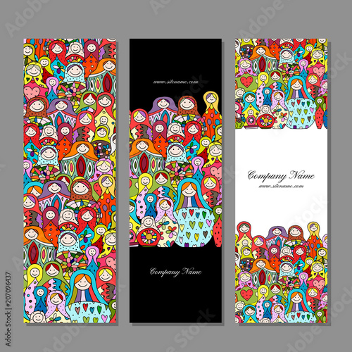 Banners set, Matryoshka, russian nesting dolls design