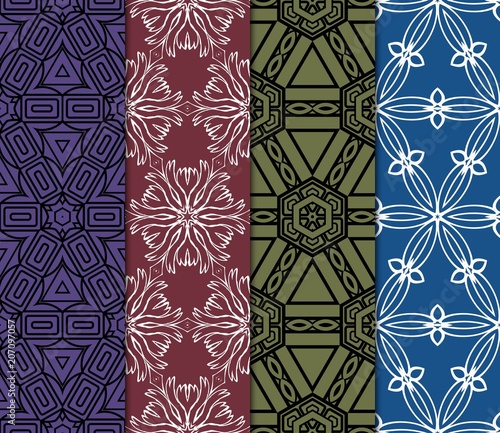set of original seamless pattern with modern ornament. geometric style. fashion, interior design. vector