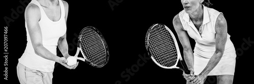 Composite image of female athlete playing tennis © vectorfusionart