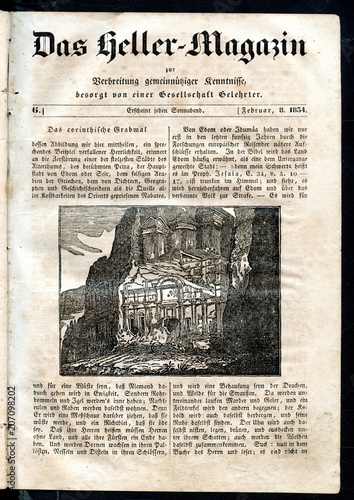 Corinthian Tomb, part of Royal Tombs, Petra, Jordan (from Das Heller-Magazin, February 8, 1834) photo