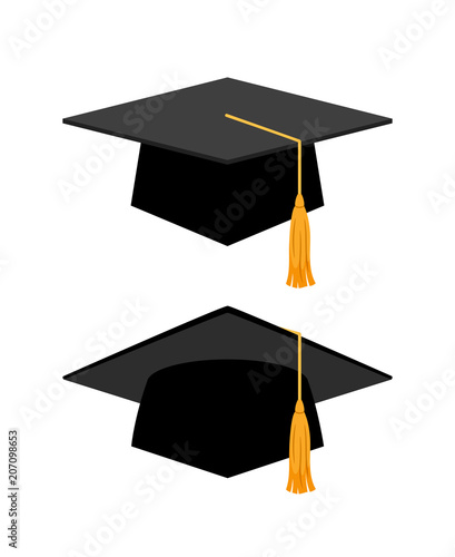 Graduation cap on white background