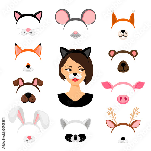 Girls animals masks set
