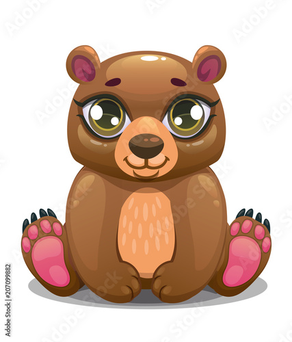 Little cute cartoon sitting bear.