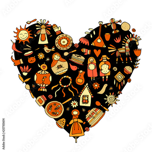 Maslenitsa or Shrovetide. Heart shape for your design