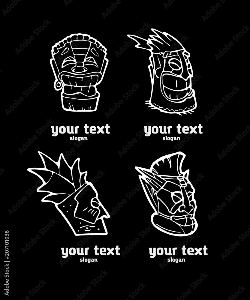 Fototapeta premium Hand drawn totem face symbol set