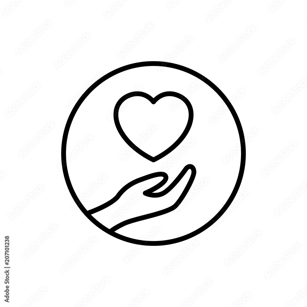 share love icon. give and receive hand with love illustration. simple clean monoline symbol. share love icon. give and receive hand with love illustration. simple clean monoline symbol.