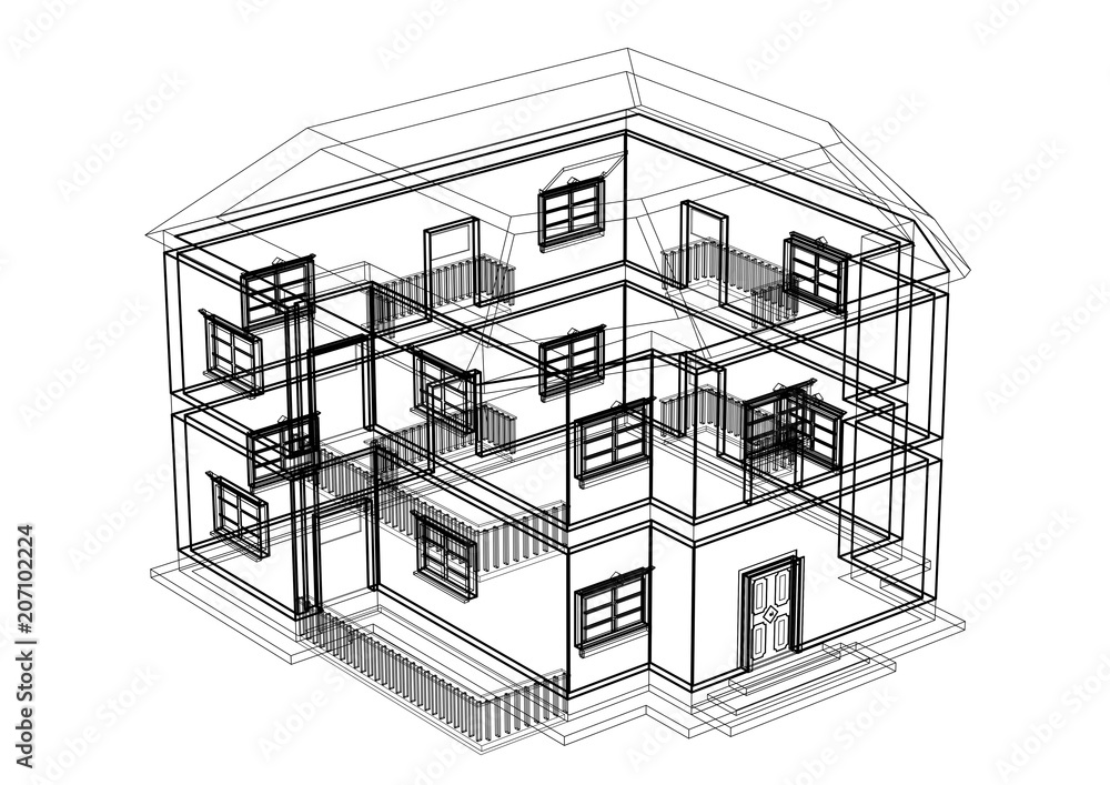 House architect design blueprint - isolated House architect design blueprint - isolated