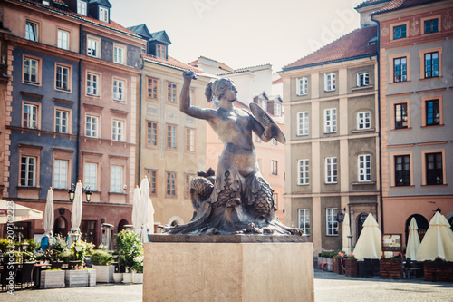 Mermaid monument in Warsaw, Poland