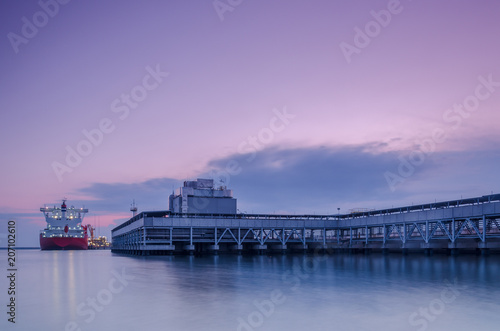 LNG TANKER - Ship at dawn moored to the gas terminal   © Wojciech Wrzesień