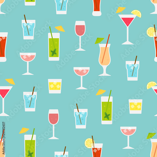 Seamless pattern with cocktails.