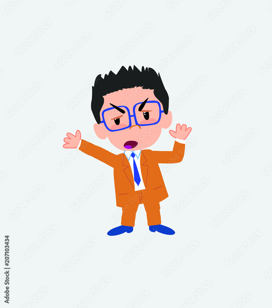 Businessman with glasses argues something with a gesture of discontent. Businessman with glasses argues something with a gesture of discontent.