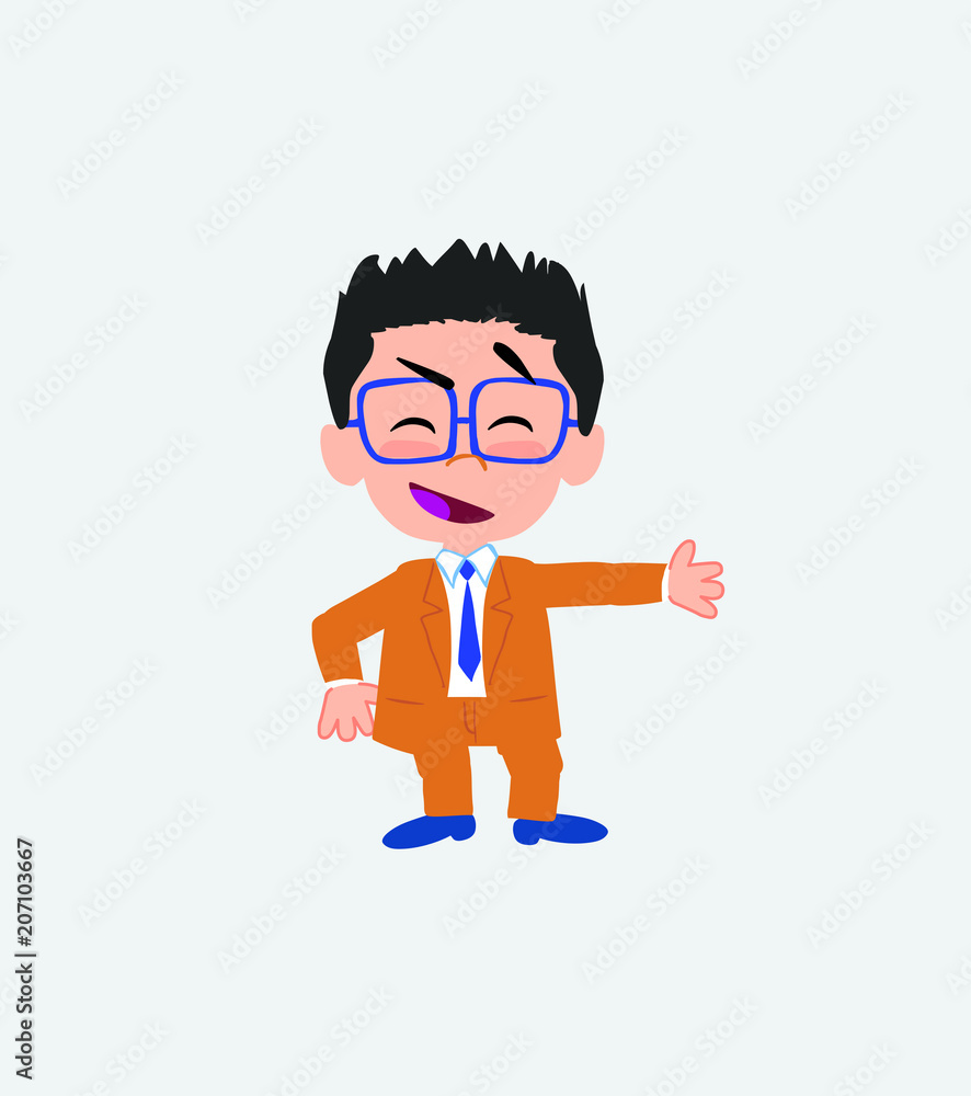 Businessman with glasses showing something in an optimistic and positive attitude. Businessman with glasses showing something in an optimistic and positive attitude.