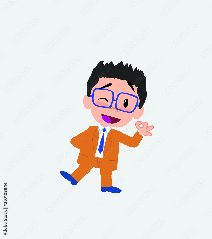 Businessman with glasses doing the OK sign with his hand.