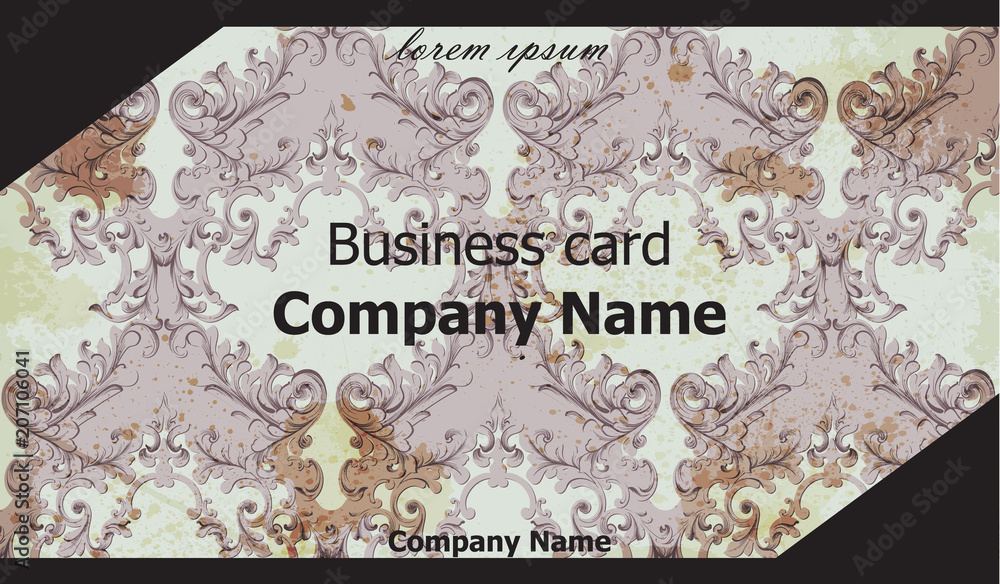 Business card Vector. Classic ornament background vintage decor