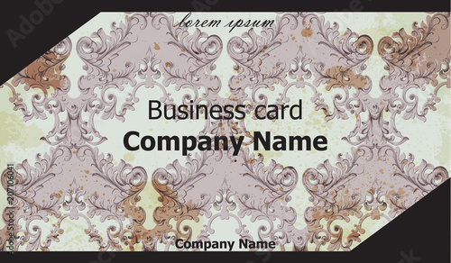 Business card Vector. Classic ornament background vintage decor