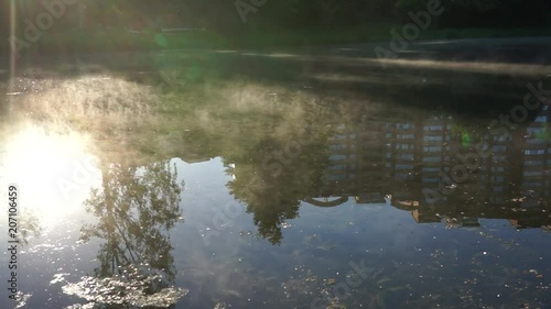 Foggy Moscow suburb morning