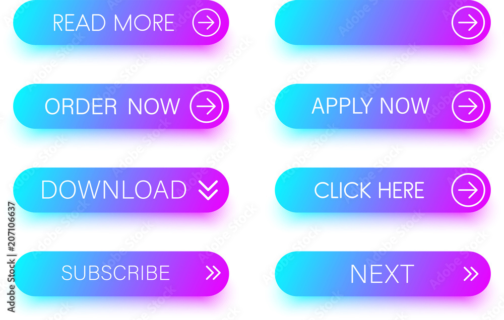 Set of blue and purple buttons isolated on white. Set of blue and purple buttons isolated on white.