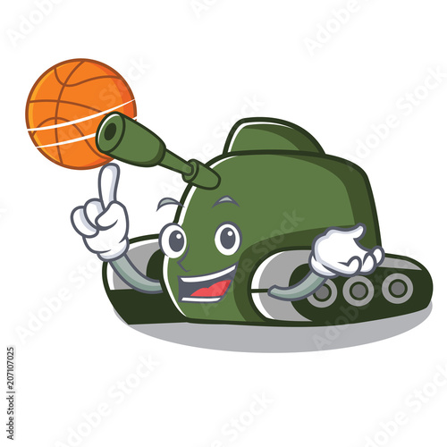With basketball tank character cartoon style