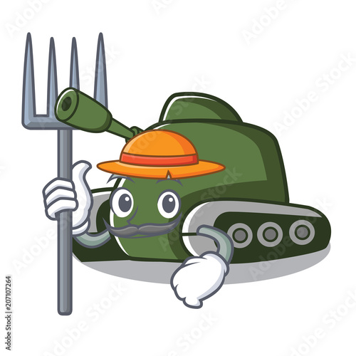 Farmer tank character cartoon style