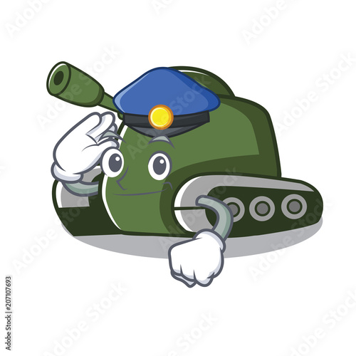 Police tank character cartoon style