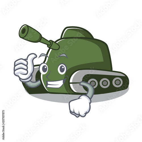 Thumbs up tank character cartoon style