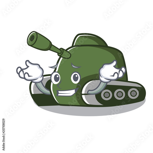 Grinning tank character cartoon style