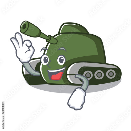 Okay tank character cartoon style
