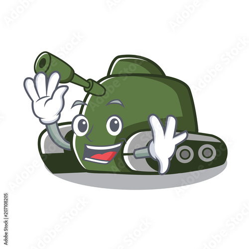 Waving tank character cartoon style