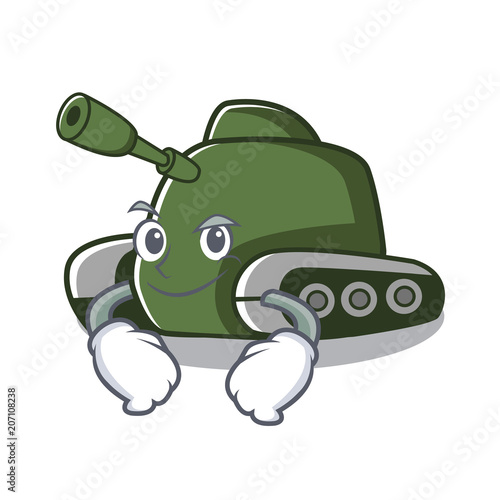Smirking tank character cartoon style