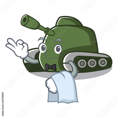 Waiter tank mascot cartoon style