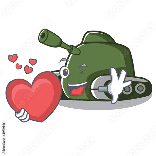 With heart tank mascot cartoon style photo