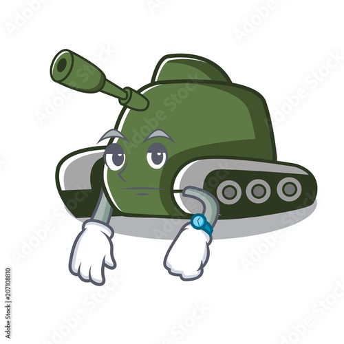 Waiting tank mascot cartoon style