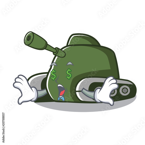Money eye tank mascot cartoon style