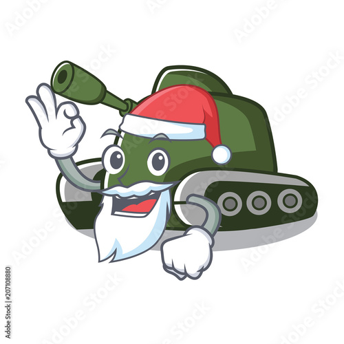 Santa tank mascot cartoon style