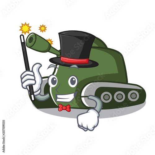 Magician tank mascot cartoon style