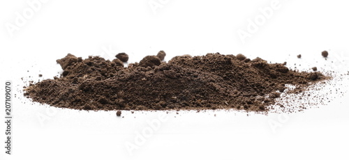 Pile of soil, dirt isolated on white background