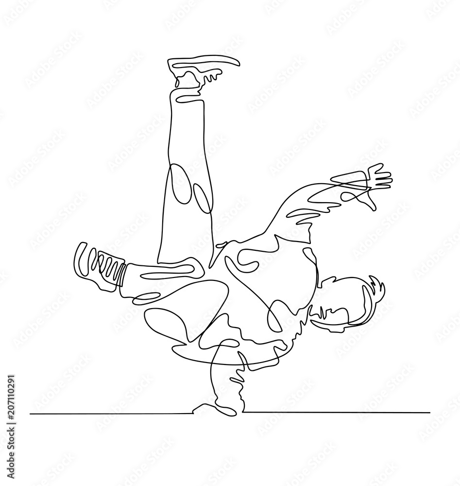 Ταπετσαρία continuous one line drawing of young guy breakdancer