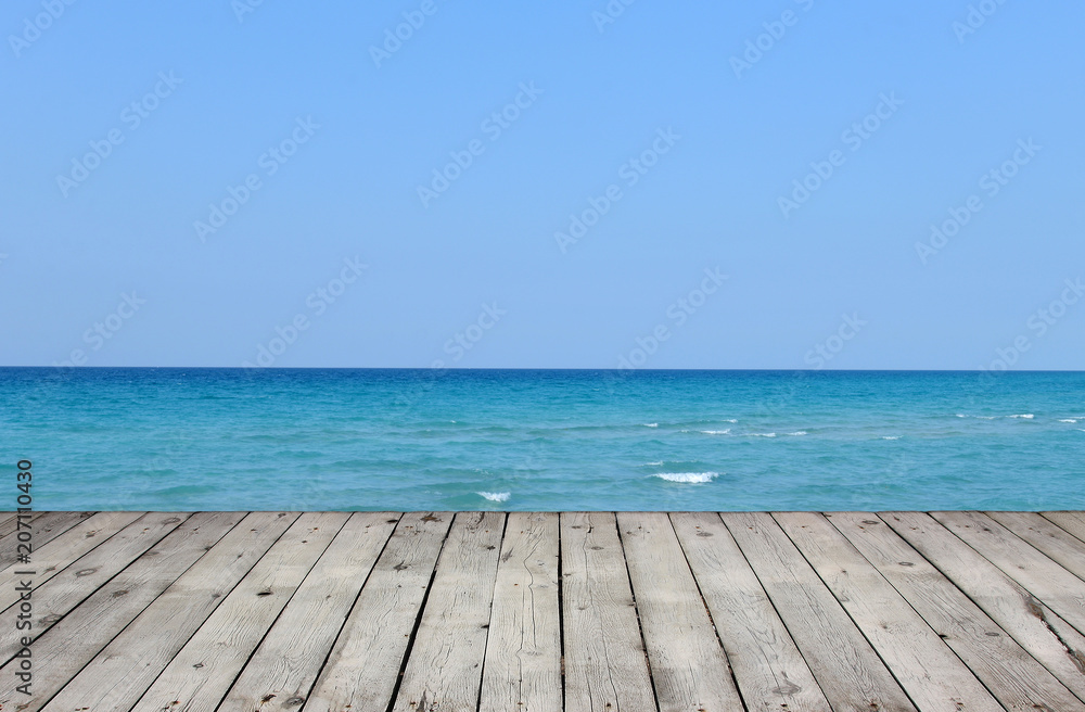 Wooden pier with sea and sky